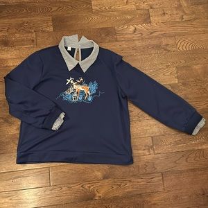 Elegant casual slimming fake two-piece long-sleeved front embroidered sweatshirt